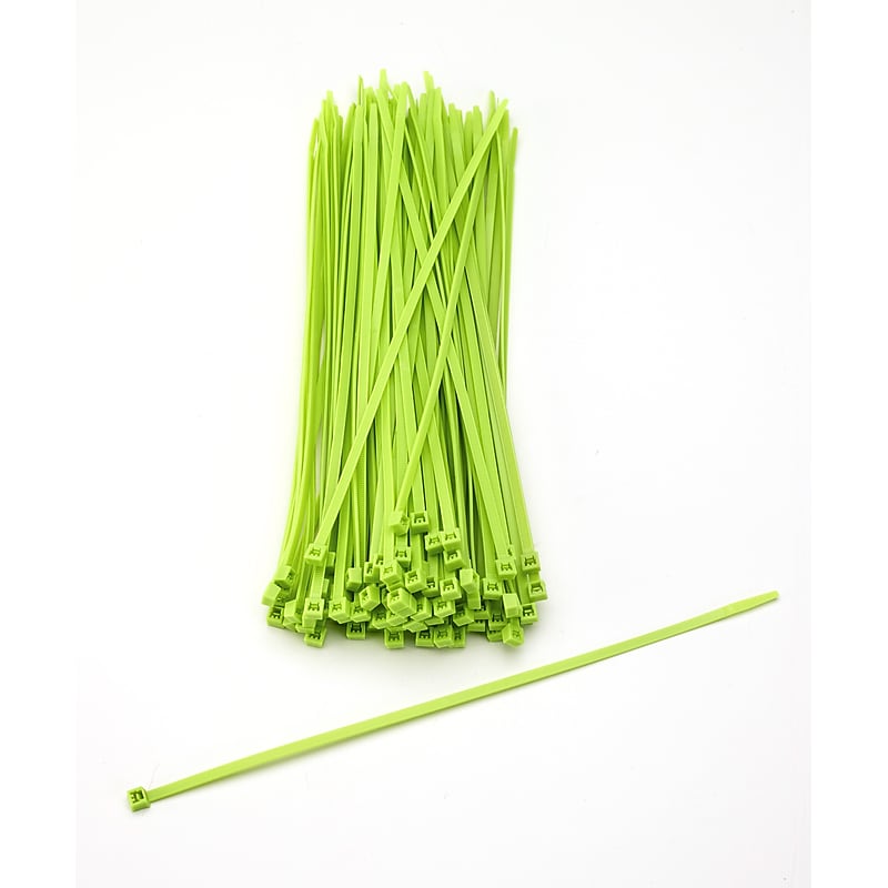 Mutual Industries Nylon Locking Ties, 11', Neon Green, 100/Pack image 1