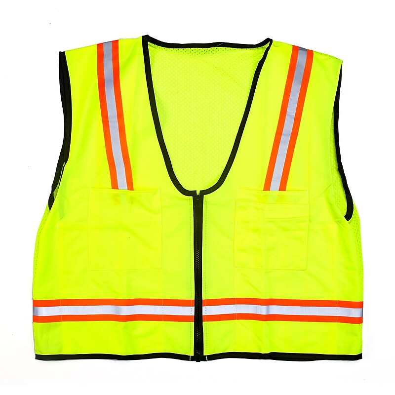 Mutual Industries High Visibility Sleeveless Safety Vest, Lime, Large (16310-4553-3) image 1