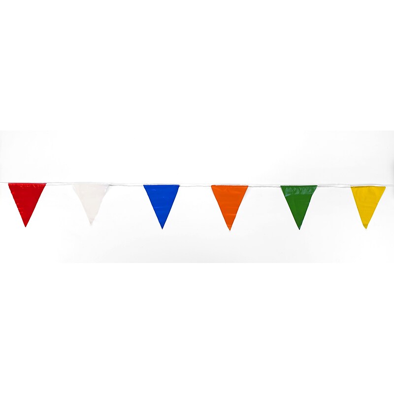 Mutual Industries Multi Pennant Flag, 9" x 12" x 60', Multi Color, 10/Pack image 1