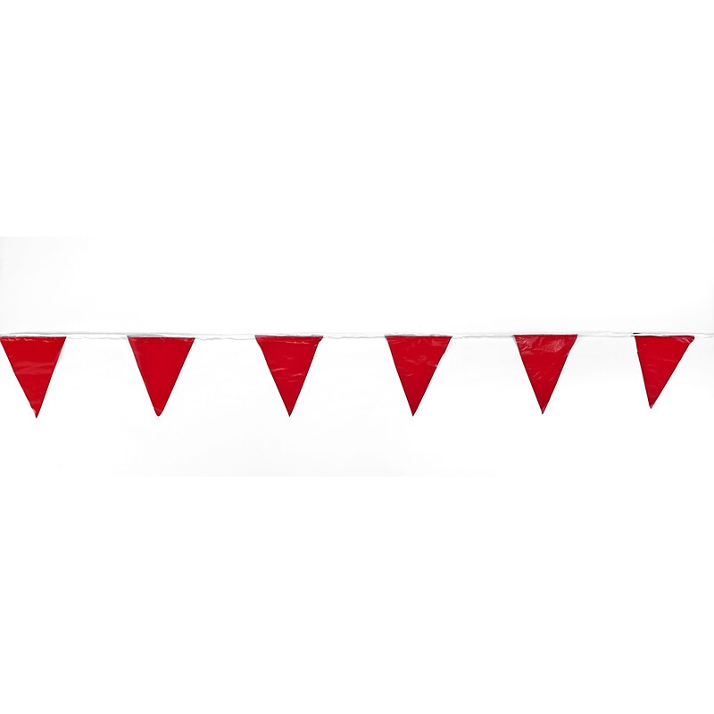 Mutual Industries Pennant Flag, 9" x 12" x 60', Red, 10/Pack image 1