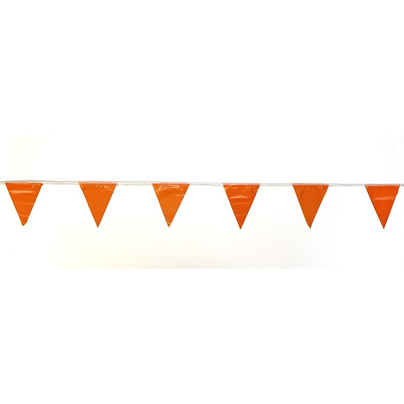 Mutual Industries Pennant Flag, 9" x 12" x 60', Orange, 10/Pack image 1