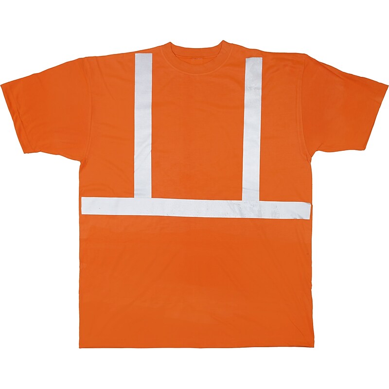 Mutual Industries High Visibility Short Sleeve T-Shirt, ANSI Class R2, Orange, Large (16357-0-3) image 1
