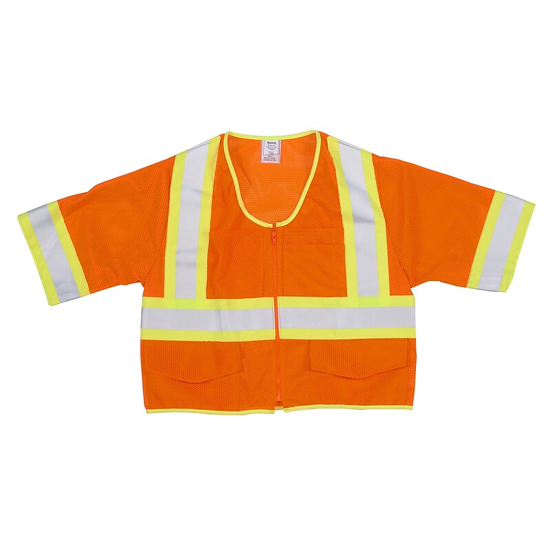 Mutual Industries MiViz High Visibility Sleeveless Safety Vest, ANSI Class R3, Orange, 4XL (16393-7) image 1