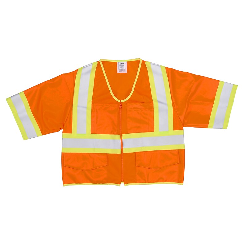 Mutual Industries MiViz High Visibility Sleeveless Safety Vest, ANSI Class R3, Orange, X-Large (16394-4) image 1