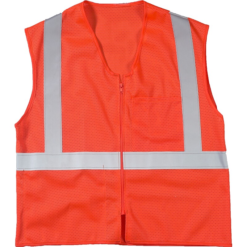 Mutual Industries High Visibility Sleeveless Safety Vest, ANSI Class R2, Orange, 4XL/5XL (17005-45-7) image 1