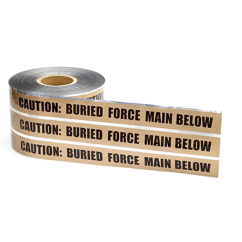Mutual Industries "Force Main" Underground Detectable Tape, 6" x 333.33 yds., Brown (17774-81-6000) image 1