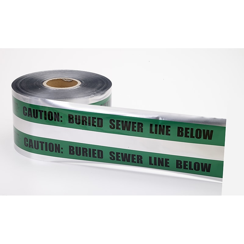 Mutual Industries "Sewer Line" Underground Detectable Tape, 6" x 333.33 yds., Green (17774-38-6000) image 1
