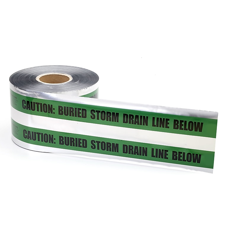 Mutual Industries "Storm Drain" Underground Detectable Tape, 6" x 333.33 yds., Green (17774-32-6000) image 1