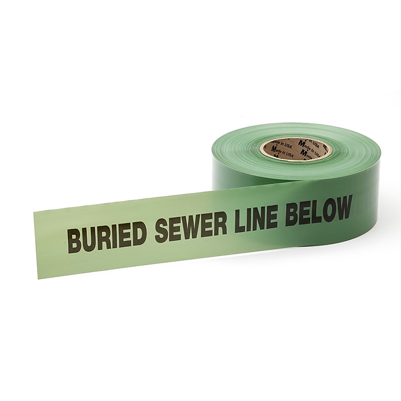 Mutual Industries "Sewer Line" Underground Marking Tape, 3" x 333.33 yds., Green (17783-39-3000) image 1