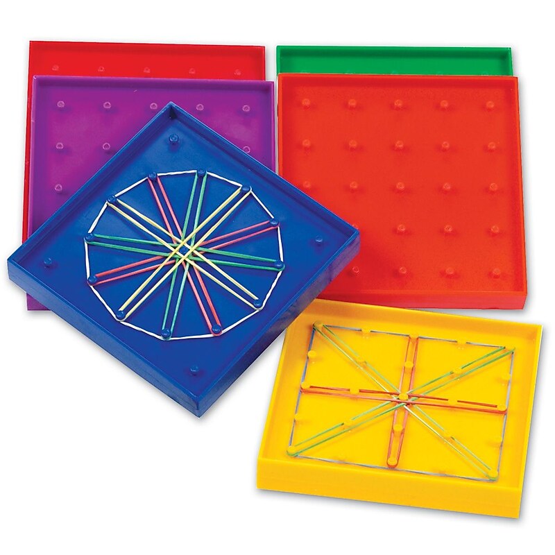 Learning Resources Double Sided Rainbow Geoboard, 6/Set (LER0425) image 1