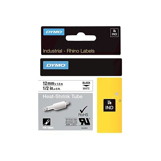 Details about   2PK For DYMO Rhino 4200/5200 Heat-Shrink Tube 18052 Industry Label Tape 1/4"x5' 