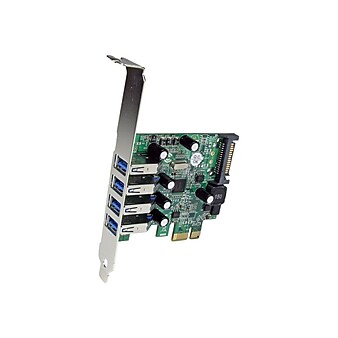 StarTech 4 Port PCI Express PCIe SuperSpeed USB 3.0 Controller Card Adapter with SATA Power - Low Profile