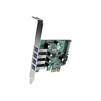 StarTech 4 Port PCI Express PCIe SuperSpeed USB 3.0 Controller Card Adapter with SATA Power - Low Profile