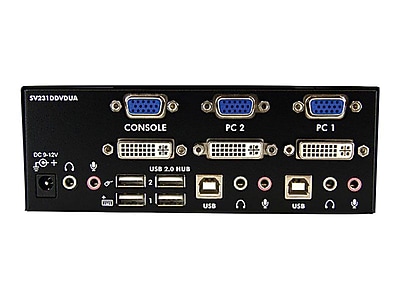 StarTech 2 Port DVI VGA Dual Monitor KVM Switch USB w/Audio & USB 2.0 Hub - Thumbnail 4