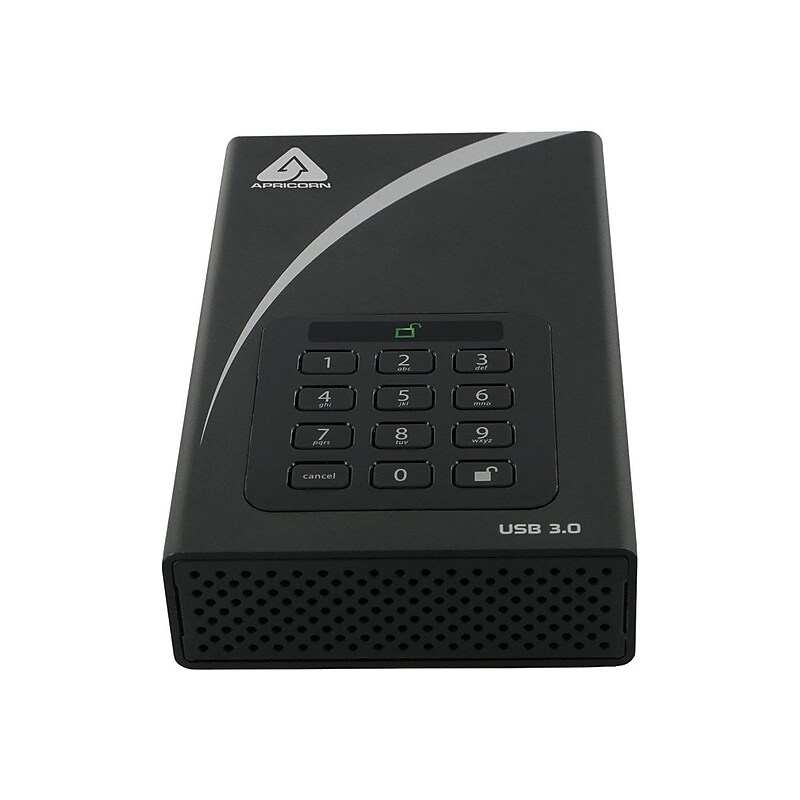 Apricorn Aegis Padlock 6TB USB 3.0 External Hard Drive, Black/White (ADT-3PL256-6000) image 1