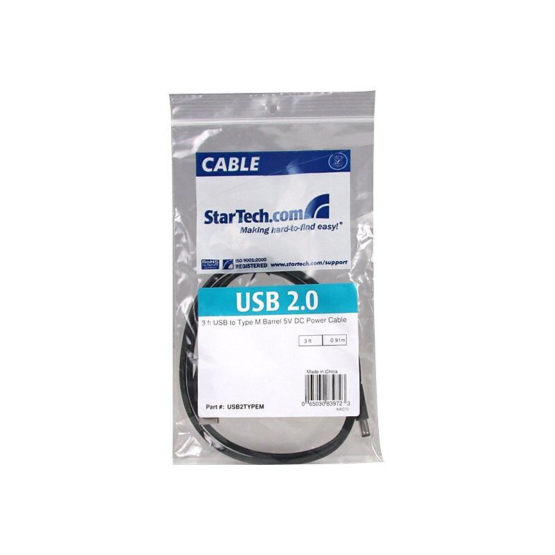 Startech® USB2TYPEM 3' USB To Type M Barrel DC Power Cable For Mobile Applications image 1