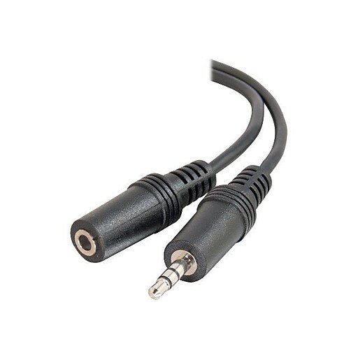 C2G® 40408 12' 3.5mm Stereo Male/Female Audio Extension Cable, Black