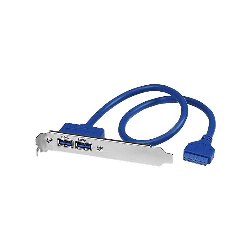 StarTech 2 Port USB 3.0 A Female Slot Plate Adapter, Blue image 1