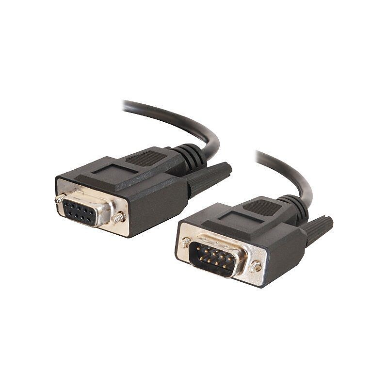 C2G ® 52030 6' DB9 Male/Female Serial RS232 Extension Cable, Black image 1