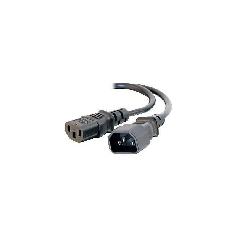 C2G® 2' 16 AWG Computer Power Cord Extension For Computer, Black image 1