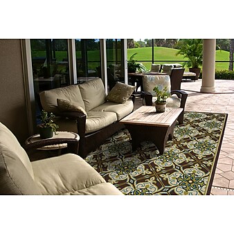StyleHaven-Floral Brown/ Ivory Indoor/Outdoor Machine-made Polypropylene Area Rug (3'7" X 5'6")