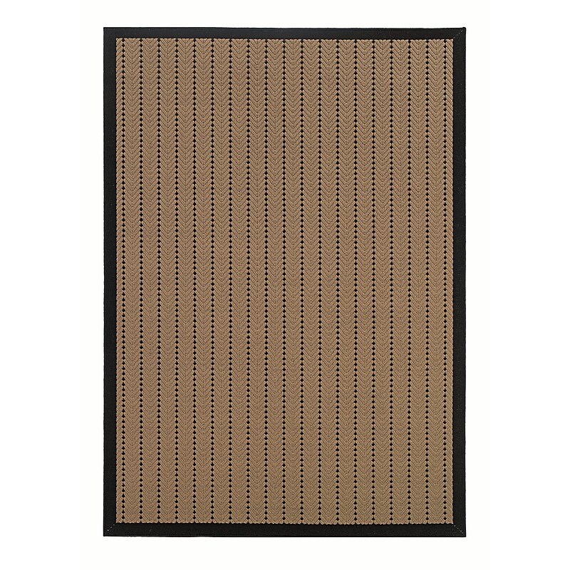 Outdoor Beige/ Black Indoor/Outdoor Machine-made Polypropylene Area Rug (5'3" X 7'6") image 1