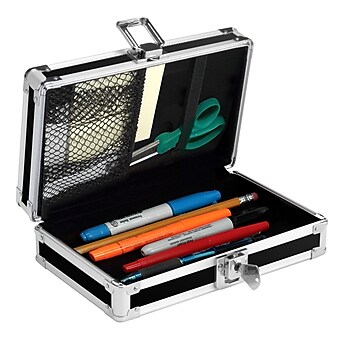 Vaultz® 2.36" x 8.27" Locking Pencil Box, Black (VZ00639)