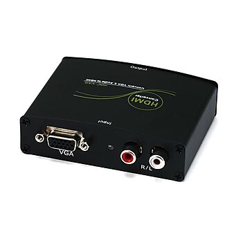 Monoprice® VGA and R/L Stereo Audio to HDMI Converter With DC Adapter, Black