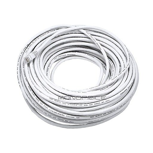 Monoprice 100' CAT5e UTP Network Cable, 24 AWG, White (100148) Staples