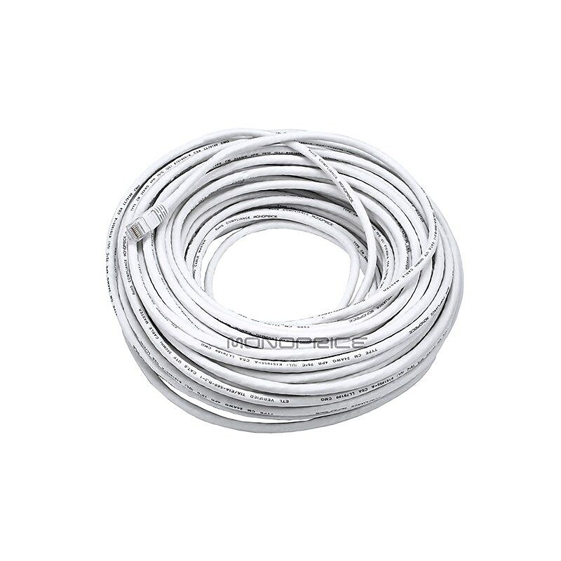 Monoprice 100' CAT-5e UTP Ethernet Network Cable, 24 AWG, White (100148) image 1