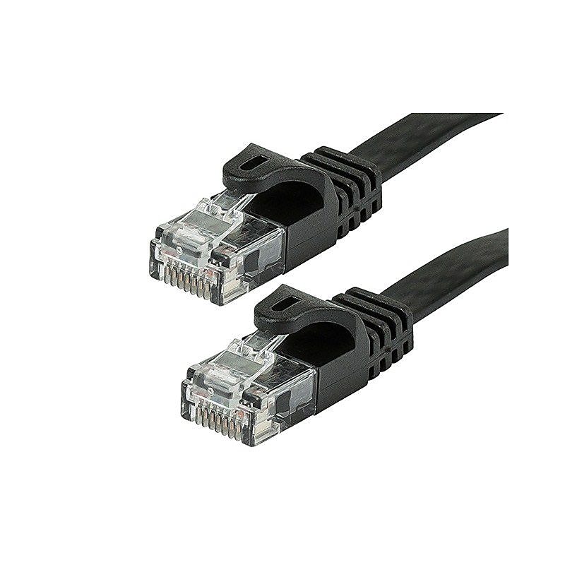 Monoprice 10' 30- AWG CAT-5e UTP Flat Ethernet Network Cable, Black image 1
