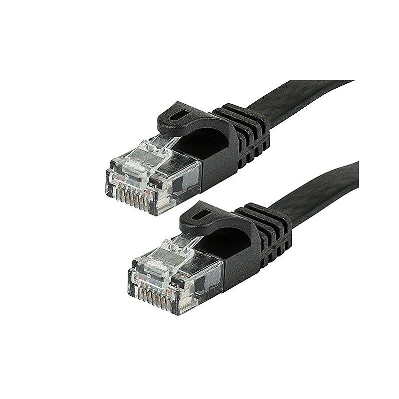 Monoprice 25' 30 AWG CAT-5e UTP Flat Ethernet Network Cable, Black image 1
