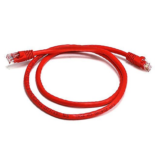 Monoprice 102297 3' CAT6 Network Cable, Red at Staples