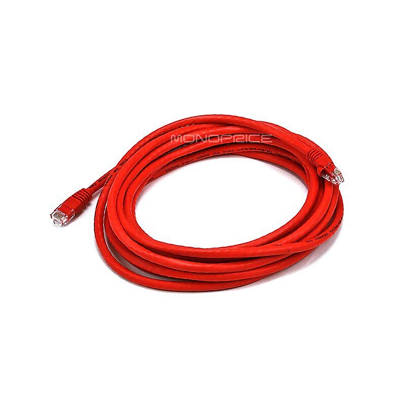 Monoprice 14' 24 AWG CAT-6 UTP Ethernet Network Cable, Red image 1