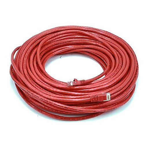 Monoprice 102331 100' 24AWG CAT6 UTP Network Cable, Red at Staples