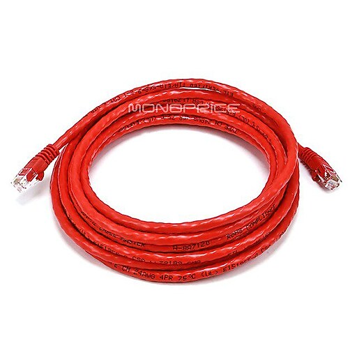 Monoprice® 14' 24AWG Cat6 Crossover Network Cable, Red at Staples