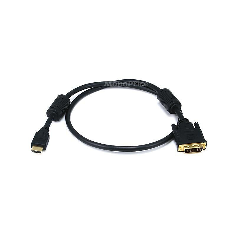 Monoprice 102661 3' HDMI to DVI-D Adapter Cable, Black (102661) image 1
