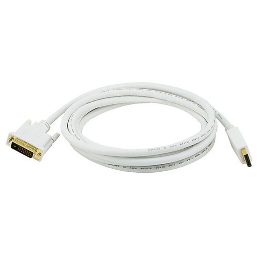 Monoprice 106016 10' DisplayPort to DVI Cable, White Staples