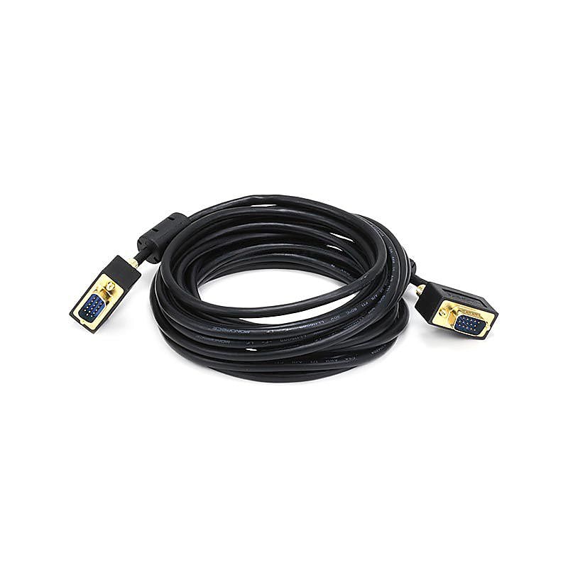 Monoprice® 15' Ultra Slim Super VGA Male to Male 30 to 32AWG Monitor Cable With Ferrites, Black image 1