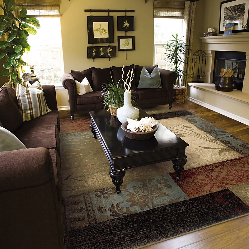Geometric Beige/ Green Indoor Machine-made Polypropylene Area Rug (7'8" X 10'10") image 1