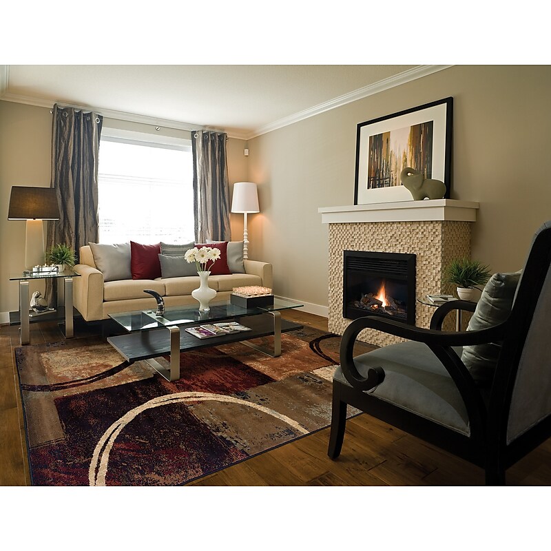 Abstract Brown/ Black Indoor Machine-made Polypropylene Area Rug (7'8" X 10'10") image 1