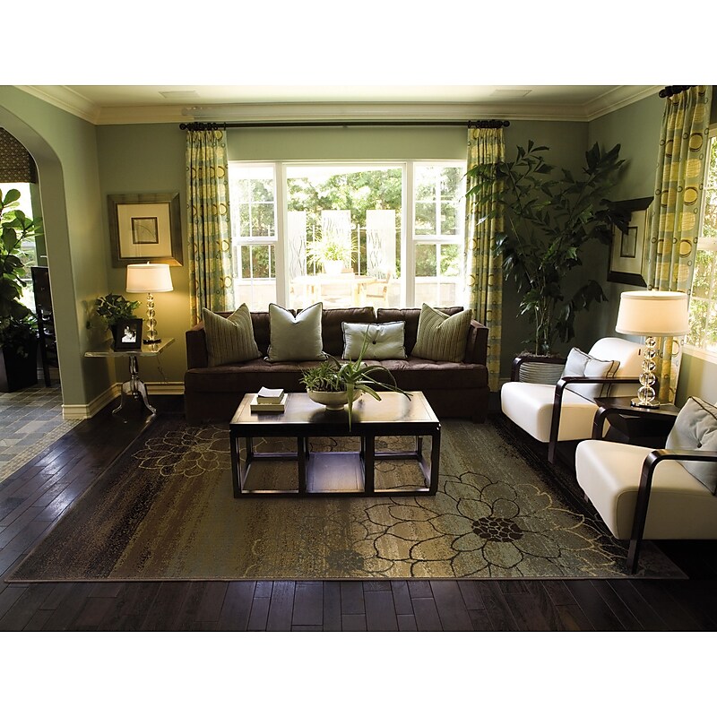 Floral Ombre Brown/ Beige Indoor Machine-made Polypropylene Area Rug (7'8" X 10'10") image 1