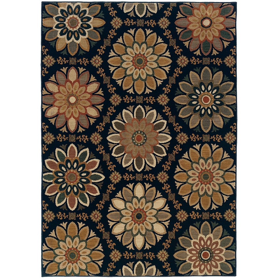 StyleHaven Floral Blue/ Gold Indoor Machine made Nylon Area Rug (310 X 55)