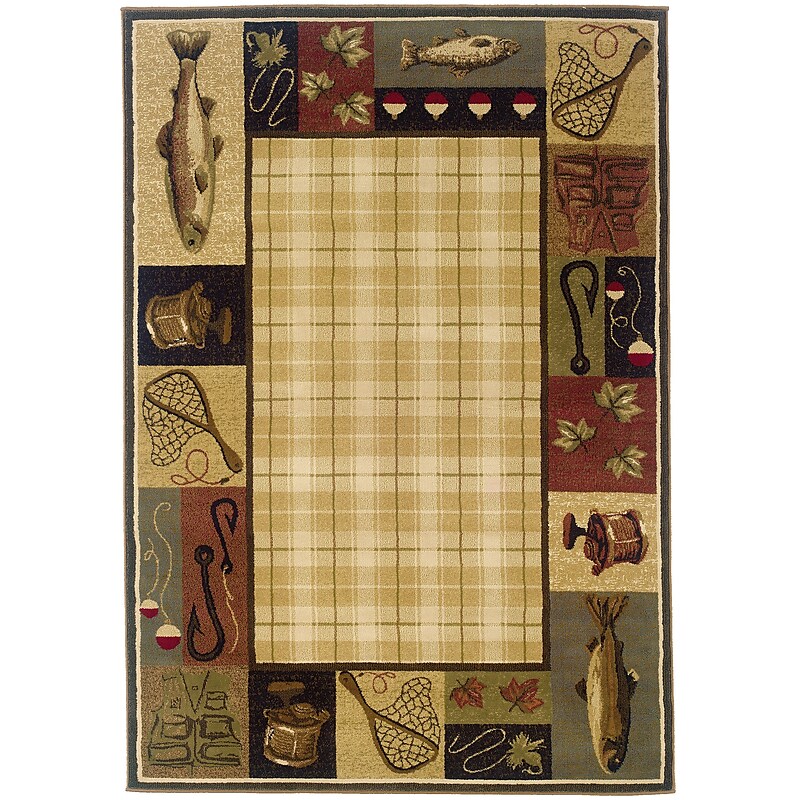 Southwest/Lodge Beige/ Black Indoor Machine-made Polypropylene Area Rug (3'10" X 5'5") image 1
