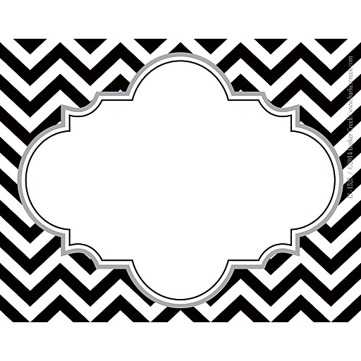 Barker Creek All Grades SelfAdhesive Name Tag, Black/White Chevron, 45
