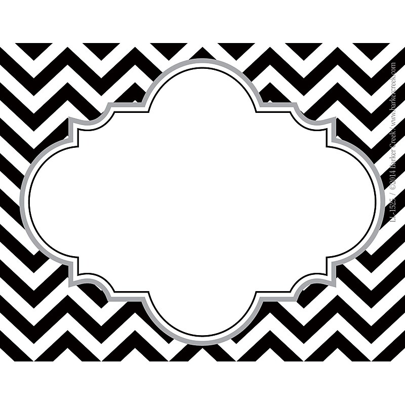 Barker Creek Self-adhesive Black Chevron School Name Tags, 2.75" x 3.5", 45/Pack (LL1525) image 1