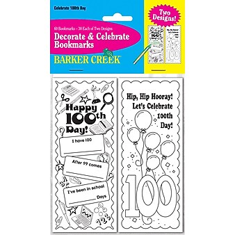 Barker Creek Celebrate 100th Day Bookmark Set, 60/Pack