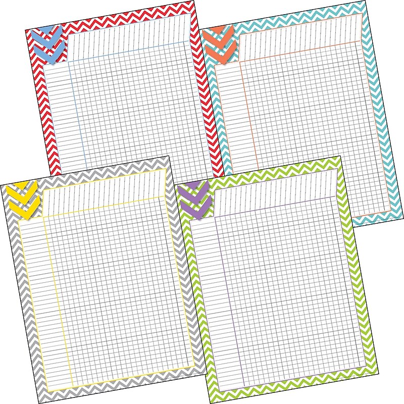 Barker Creek Beautiful Chevron Incentive Chart Set, 17" x 22", Multicolored, 4/Set (LL566) image 1
