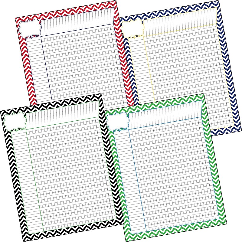 Barker Creek Nautical Chevron Incentive Chart Set, 17" x 22", Multicolored, 4/Set (LL567) image 1
