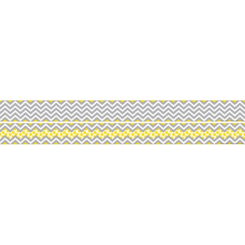 Barker Creek Double-Sided Trim, Gray/Yellow Chevron, 12/Pack (LL985) image 1